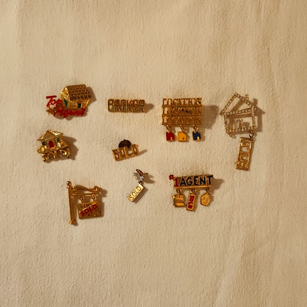 Realtor Brooches  broker sales jewelry - 9 pcs
